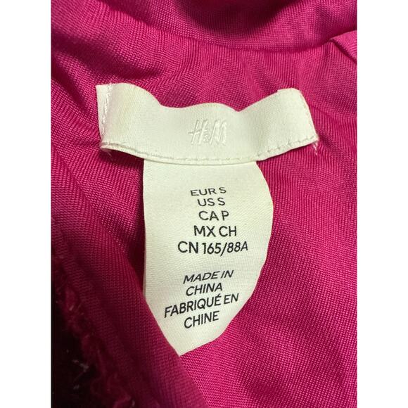 H&M Pink Sparkly Glitter Metallic Long Sleeve Cutout Mini Sweater Dress Size S - Picture 5 of 10